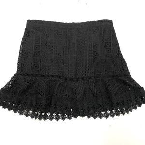 Womens Mini Skirt Black Crochet Lace Tiered Ruffle Whimsigoth Boho Size 6